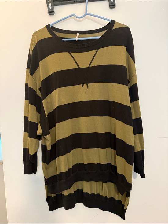 Anthropologie Sweaters - Anthropologie Olive and Black Striped Off-the-Shoulder Sweater
